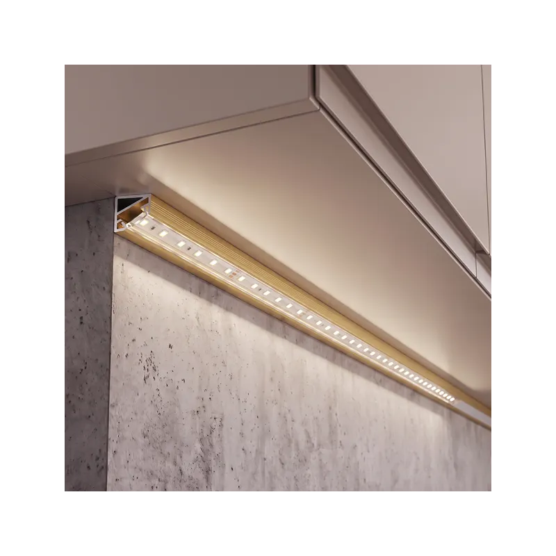 Profilé d’angle en aluminium ZARIA pour éclairage LED avec diffuseur transparent / Doré