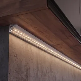Profilé d’angle en aluminium ZARIA pour éclairage LED avec cache transparent / Blanc mat