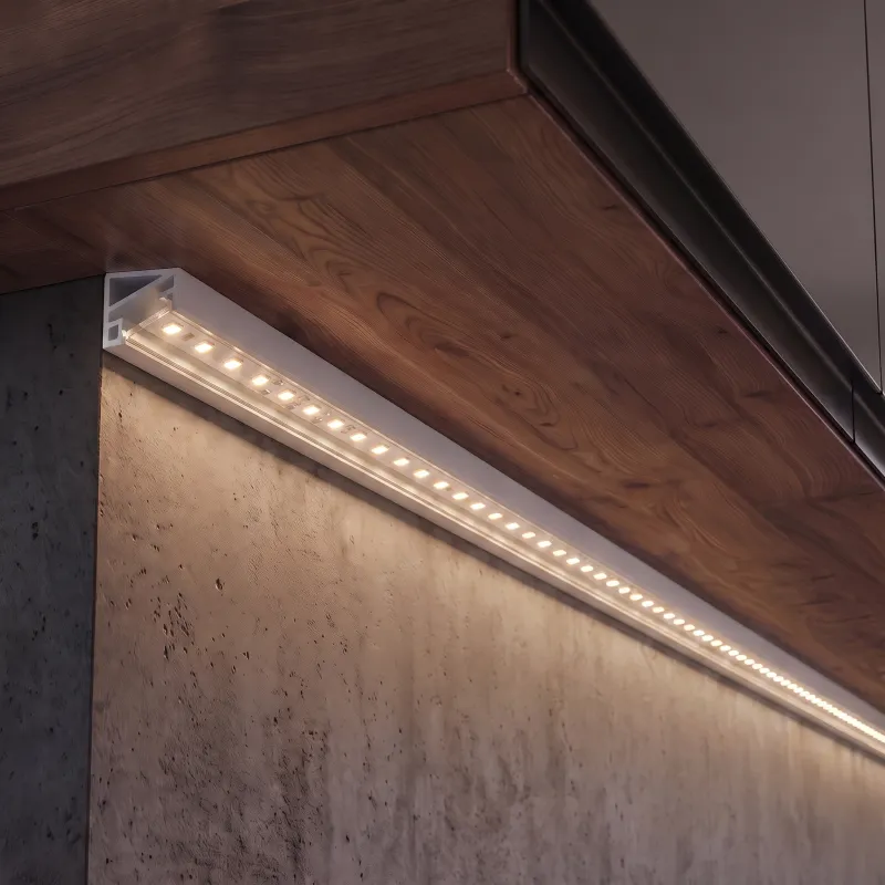 Profilé d’angle en aluminium ZARIA pour éclairage LED avec cache transparent / Blanc mat