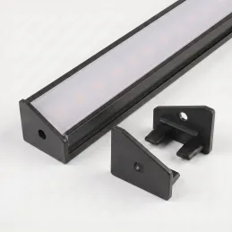 Lot de 2 embouts pour profilé LED d’angle ZARIA – avec trou / Noir mat