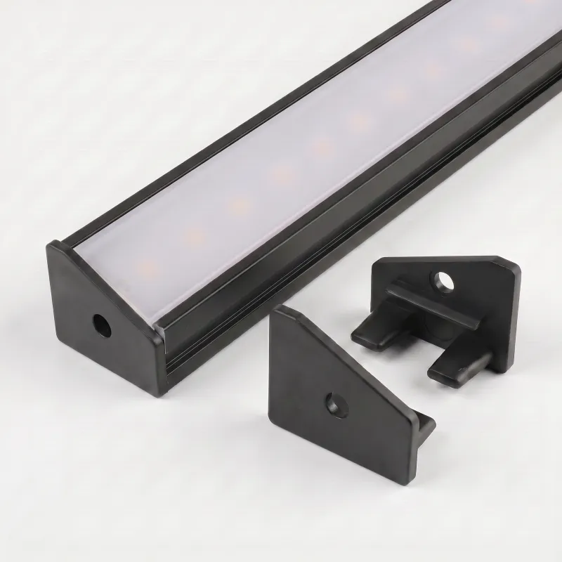 Lot de 2 embouts pour profilé LED d’angle ZARIA – avec trou / Noir mat