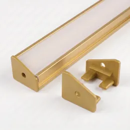 Lot de 2 embouts pour profilé LED d’angle ZARIA – avec trou / Doré