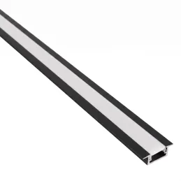 Profilé encastrable en aluminium ZARIA pour éclairage LED avec diffuseur opale / Noir mat