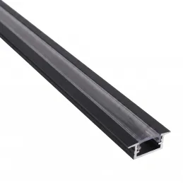 Profilé encastrable en aluminium ZARIA pour éclairage LED avec cache transparent / Noir mat