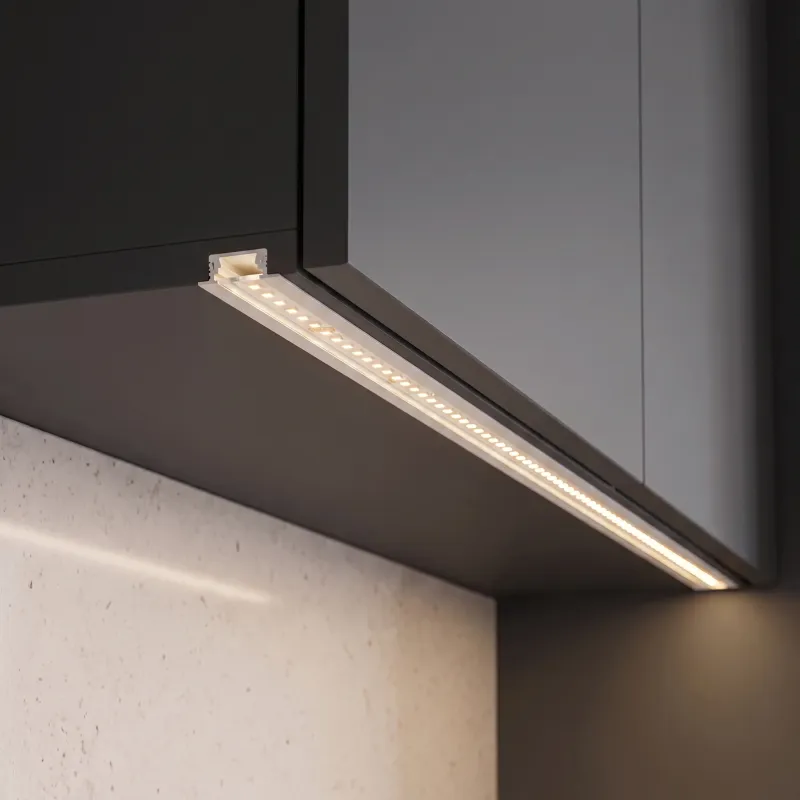 Profilé aluminium encastrable ZARIA pour éclairage LED avec diffuseur transparent / Blanc mat