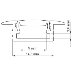 Profilé en aluminium à encastrer ZARIA pour éclairage LED avec cache dépoli / Aluminium
