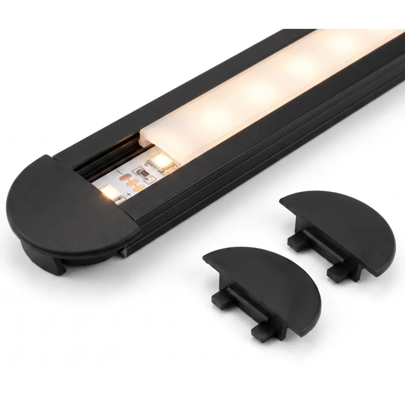 Lot de 2 embouts pour profilé encastrable ZARIA / Noir mat