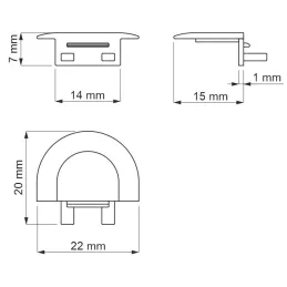 Ensemble de 2 embouts pour profilé à encastrer ZARIA / Doré