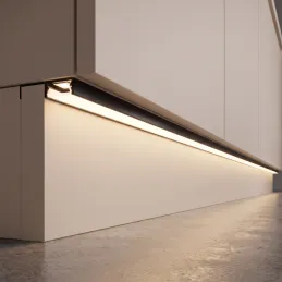 Profilé en aluminium pour éclairage LED de plinthe ARIANA avec diffuseur dépoli / Noir mat