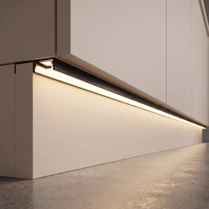 Profilé en aluminium pour éclairage LED de plinthe ARIANA avec diffuseur dépoli / Noir mat
