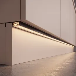 Profilé en aluminium pour éclairage LED de plinthe ARIANA avec cache transparent / Noir mat