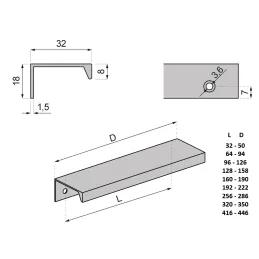 Poignée de chant de porte DIAZ / Doré mat mat