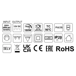 Transformateur LED PREMIUM SLIM 12 V CC / 180 W