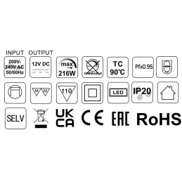 Transformateur LED PREMIUM SLIM 12 V CC / 216 W