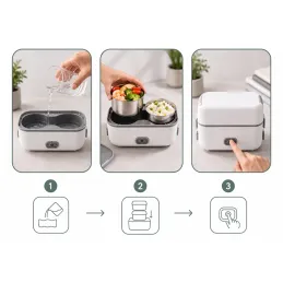 Lunch box électrique chauffant MARADO avec récipients / Blanc