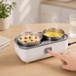 Lunch box électrique chauffant MARADO avec récipients / Blanc