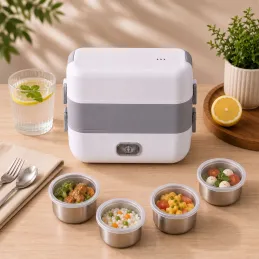 Lunch box électrique chauffant MARADO avec récipients / Blanc