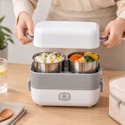 Lunch box électrique chauffant MARADO avec récipients / Blanc
