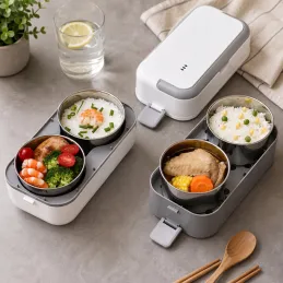 Lunch box électrique chauffant MARADO avec récipients / Blanc