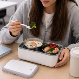 Lunch box électrique chauffant MARADO avec récipients / Blanc