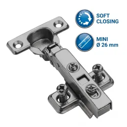 Charnière MINi à clip avec amortissement, superposée, 26 mm / Noir