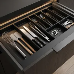 Range-couverts de tiroir PEGAS / Noir mat