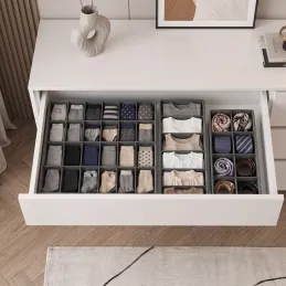 Ensemble de 4 boîtes de rangement pour armoire LORD / Gris