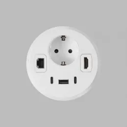 Prise encastrable de bureau OFFICE SMART 80 SCHUKO 1x230V + USB A-C + HDMI + Rj45 / Blanc