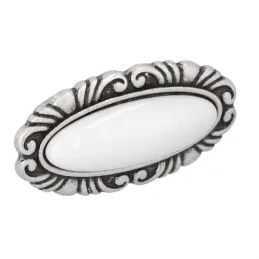 Bouton de meuble VIVALDI long / Vieux argent