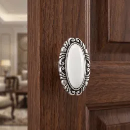 Bouton de meuble VIVALDI long / Vieux argent