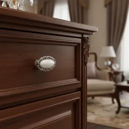 Bouton de meuble VIVALDI long / Vieux argent