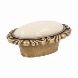 Bouton de meuble VIVALDI long / Vieux laiton