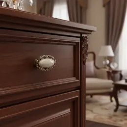 Bouton de meuble VIVALDI long / Vieux laiton