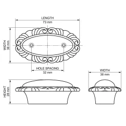 Bouton de meuble VIVALDI long / Vieux rose