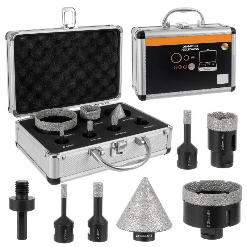 Ensemble professionnel de 7 scies-cloches diamantées 6 - 68 mm avec mallette