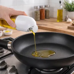 Bouteille en verre pour huile d'olive ou vinaigre avec ouverture automatique 510 ml / Blanc