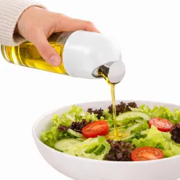 Bouteille en verre pour huile d'olive ou vinaigre avec ouverture automatique 510 ml / Blanc