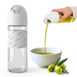 Bouteille en verre pour huile d'olive ou vinaigre avec ouverture automatique 510 ml / Blanc