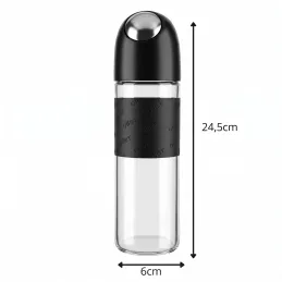Bouteille en verre pour huile d'olive ou vinaigre avec ouverture automatique 510 ml / Noir