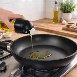Bouteille en verre pour huile d'olive ou vinaigre avec ouverture automatique 510 ml / Noir