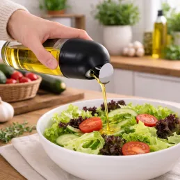 Bouteille en verre pour huile d'olive ou vinaigre avec ouverture automatique 510 ml / Noir