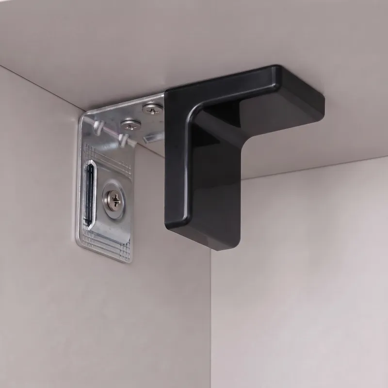 Ferrure de suspension pour meuble avec cache – Noir