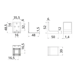 Ferrure de suspension pour meuble avec cache – Gris