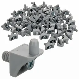 Support d'étagère en plastique avec vis - 100 pcs / Gris