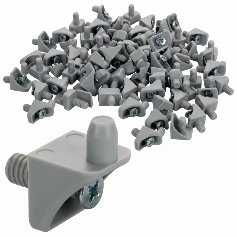 Support d'étagère en plastique avec vis - 100 pcs / Gris