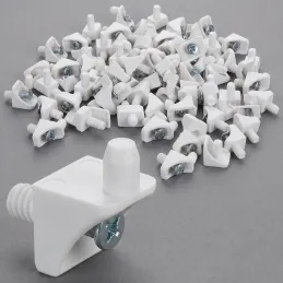 Support de tablette en plastique avec vis - 100 pcs / Blanc