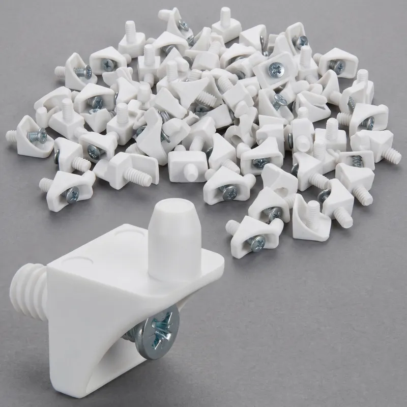 Support de tablette en plastique avec vis - 100 pcs / Blanc