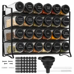Organisateur de table pour épices avec 28 bocaux / Noir mat