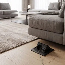 Prise escamotable de sol FLOOR LUX SCHUKO 1x230V + USB A-C / Noir