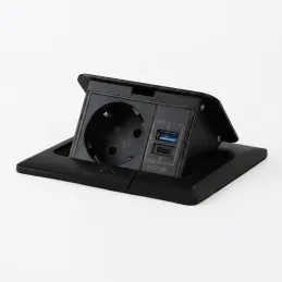 Prise escamotable de sol FLOOR LUX SCHUKO 1x230V + USB A-C / Noir